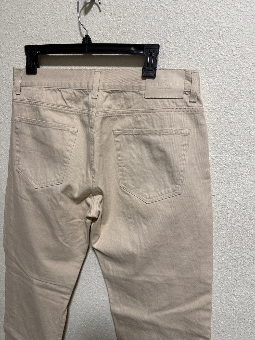 Gucci Mens‎ Beige Denim Jeans Straight Leg Italian Luxury Trousers Size 34